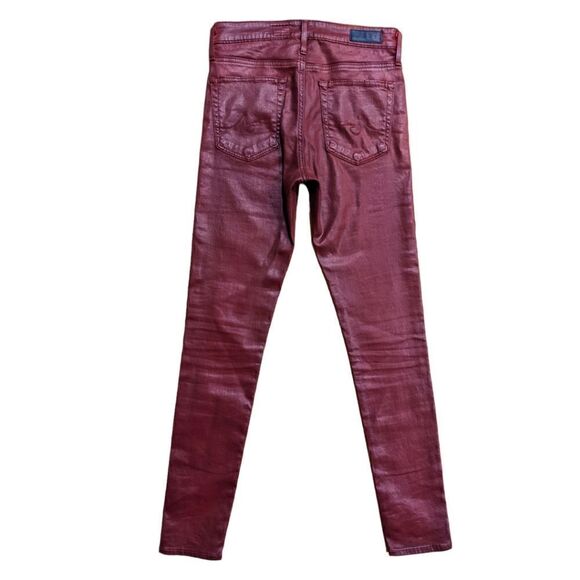 AG Adriano Goldschmied The Farrah Skinny Ankle High-Rise Red Coated Jeans 26R - Picture 2 of 8